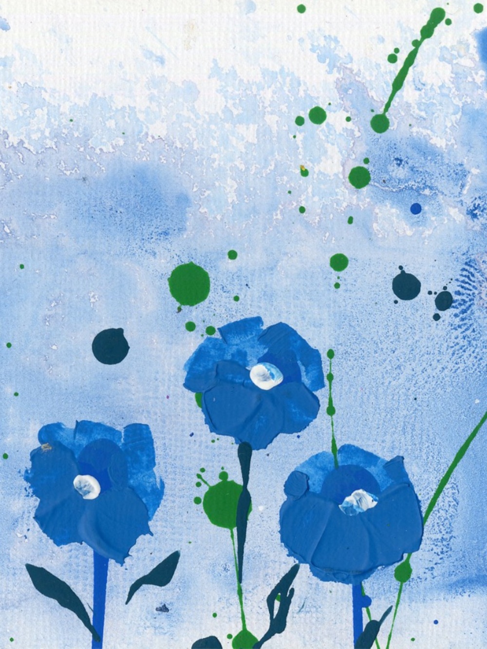 Original Acrylic Floral Paintings on art panel - Dreaming In Blue 16
